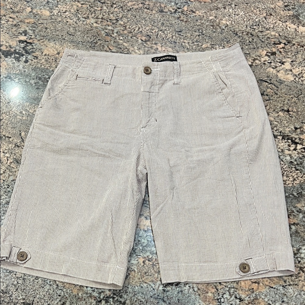 Z. Cavaricci Tan and White Striped Shorts